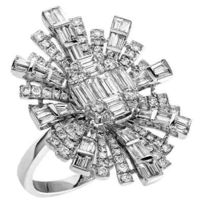 Art Deco Inspired Flower Design White 2.19CT Simulated Sapphir & 935 Silver Ring - Image 1 of 4
