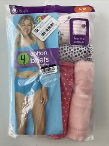 Fruit of the Loom Womens 4 Pack Cotton Classic Briefs Pink Size 6 / M Tagless