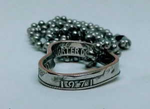 Ciondolo Cuore Moneta fatto a mano dal trimestre USA 1965 - 1999 ANELLO MONETE ANNO DI NASCITA - Foto 1 di 6