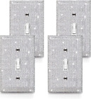 Gaocai 4 Pcs Shiny Silver Rhinestones Wall Plate Switch Plate Covers Decorative