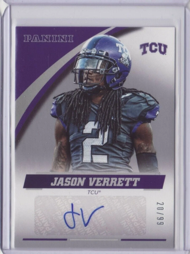 2016 Panini Collegiate TCU Autograph Silver Jason Verrett 20/99 Auto - Flat S/H - Image 1 of 1