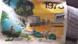 Large 1973 Burlington Northern Railroad Train Calendar - Picture 1 of 5