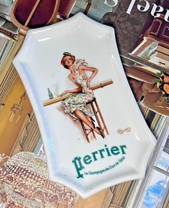 JEAN-GABRIEL DOMERGUE  "The Perrier Girl" Porcelain Change Tray, Thabard Limoges - Picture 1 of 10
