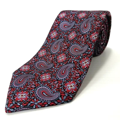 Daniel Cremieux Archive Collection Luxury Tie Red Floral Paisley Silk Necktie - Image 1 of 4