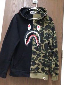 bape jacket half camo half black
