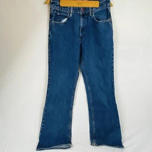 Men's TOMMY JEANS Blue Jeans, Sz 32 x 34 Rare Flag Pendant Pin And Lanyard Loop - Picture 1 of 13