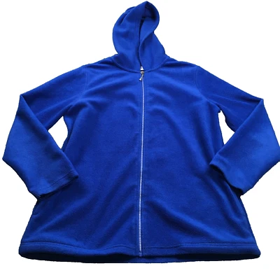 Quacker Factory Womens Fleece Hooded Jacket Size M Blue Full Zip Long Sleeve - Image 1 of 4