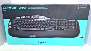 NEW SEALED LOGITECH K350 Y-RBN90 WAVE WIRELESS ERGONOMIC KEYBOARD BLACK - Photo 1/4