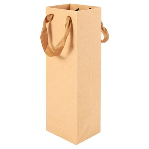 12 Pack Solid Brown Kraft  Bags with Sturdy Rope - 4inch x 4inch x 13.8inch6054 - Picture 1 of 8