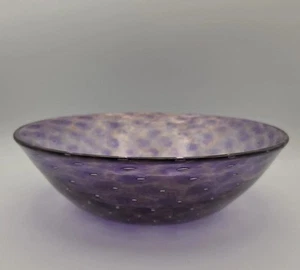 Michael Egan Vt 2001 Purple Gold Sprinkled Controlled Bubble Galaxy Glass Bowl - Picture 1 of 17