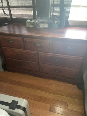 Brown Dresser 7 Drawers Bedroom Dresser 4 and a half feet long used no damage - Image 1 of 3