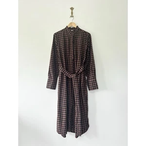 Cos Gingham Midi Shirt Kleid Gr. 38 UK 10-12 braun Gürtel Taschen minimal - Bild 1 von 13