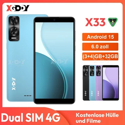 Neu 6 Zoll Smartphone Android 15 Handy Ohne Vertrag 2SIM 8-Core 7GB+32GB 4G 2025 - Bild 1 von 4