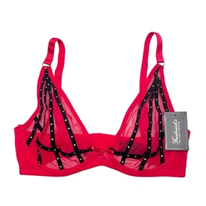 Frederick's of Hollywood Rozlyn Mesh and Stud Bra Ski Patrol / Black Size 34DDD - Picture 1 of 5