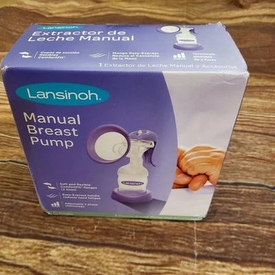 Lansinoh Purple Manual Breast Pump with Comfort Handle, New - Image 1 of 4
