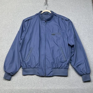 VINTAGE Members Only Jacket Mens 4XL Blue Iconic Racer Bomber Zip Epaulette 90s - Picture 1 of 14