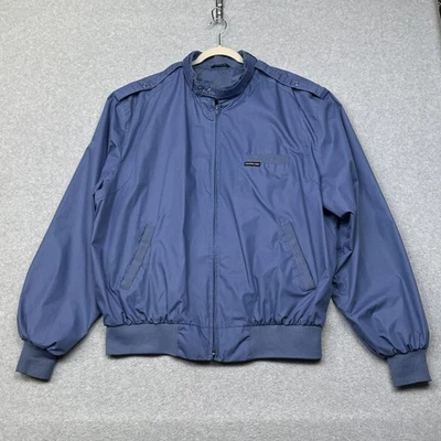 VINTAGE Members Only Jacket Mens 4XL Blue Iconic Racer Bomber Zip Epaulette 90s - Image 1 of 4