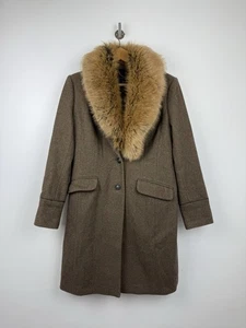 Joules Tweed Jacket Size UK 14 Green Wool Long Blazer Coat Langley Country Fur - Picture 1 of 10