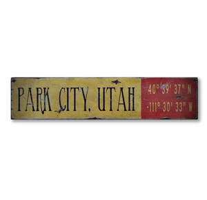 Custom Ski lodge City, State Lat / Long Sign -Rustic Hand Made Wooden - Picture 1 of 3