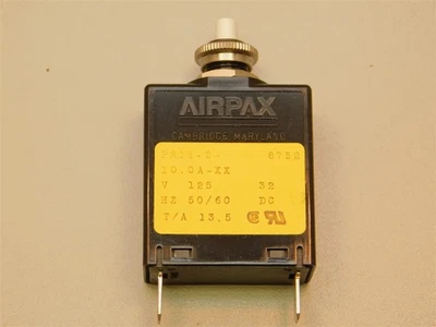 AIRPAX SENSATA Airpax PR11-2-10.0A-XX 10A 125VAC/32DC 50/60Hz Push to Reset Circuit Breaker