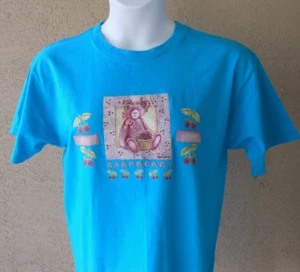 Vintage 90er RASPBEARY Bär Boho Cartoon Country Teddy T-Shirt Oma Natur Größe L - Bild 1 von 7