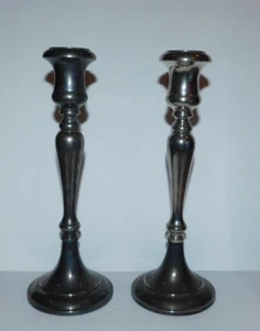 NICE PAIR OF SHEFFIELD SILVERPLATE CANDLESTICK HOLDERS - Picture 1 of 5