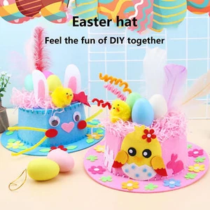 Children DIY Easter Non Woven Fabric Hat Kit Bunny Egg Material Kit Handmade - Picture 1 of 16