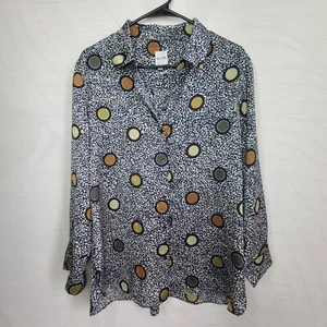 Blusa Nic + Zoe Grande 100% Poliéster Manga Larga Color Lunares Círculos Multicolor - Imagen 1 de 19