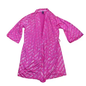 Accappatoio BeBe Vintage Anni 2000 Y2K McBling Metallizzato Rosa Caldo Taglia Large Leggi Descrizione - Foto 1 di 7