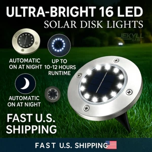 Luz Solar LED Exterior 16 Luces Blanca Impermeable Automática Jardín 12 Horas - Picture 1 of 12
