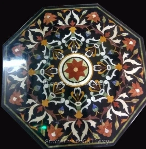 24" Marble Center Table Top Handmade Pietra Dura Inlay - Image 1 of 1