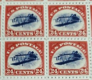 US Stamps #C3a 1918 24C "Inverted Jenny" Stamp Replica Block of 4