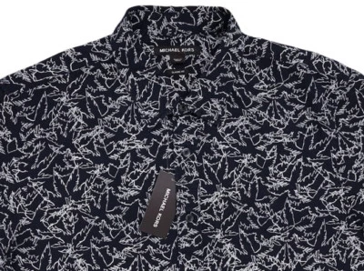 Camisa Para Hombre MICHAEL KORS Azul Estampado Lino + S/S M Mediana NUEVA CON ETIQUETAS NUEVA Calce Clásico Foto 1 de 4