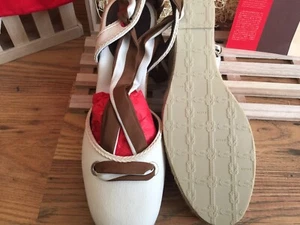 NWB Bally High Heeled Espadrille Cream Color With Woven Base Size 41 - Picture 1 of 6