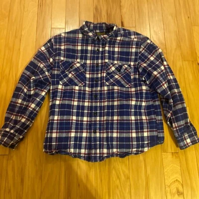 Uma flanela multicolorida pesada com botões Dunlop Workwear. Tamanho grande - Imagem 1 de 4