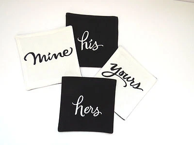 FOUR - KATE SPADE Cocktail Napkins Coasters Barware Black and White NEW - Image 1 of 4