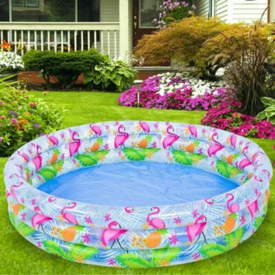 120 cm Round Inflatable Paddling  Pool Bright Fun Flamingo Design Medium 3 Ring - Image 1 of 4