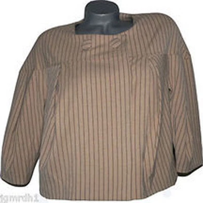 NUEVO CON ETIQUETAS VÉRTIGO PARIS Capa Columpio Abrigo Chaqueta Carrera M $240 Bronceado Burbuja Rayas  Foto 1 de 3