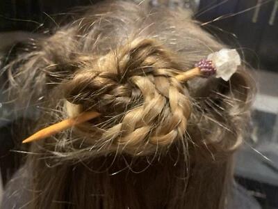 Handmade Herkimer And Peote Stitch Beaded Hair Pin Hair Stick  - Image 1 of 3