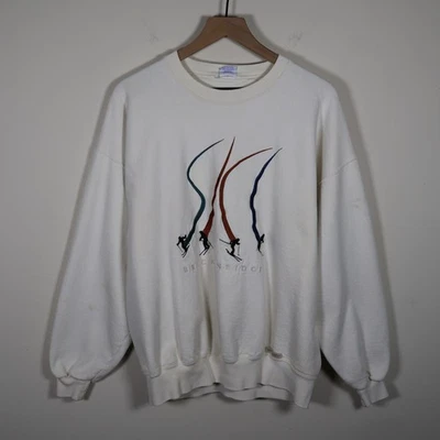 复古 Breckenridge 滑雪疯狂衬衫 夏威夷标签 象牙色 男式 大号 23.5x26.5 — 第 1/4 张图片