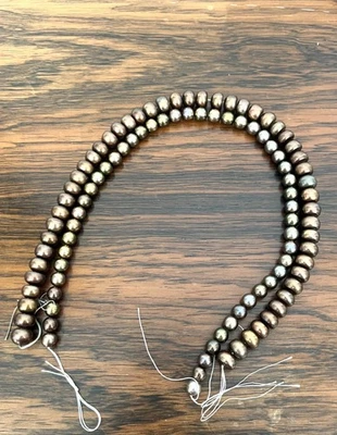 2 Stränge mit Perlen chin. Süßwasserperlen schöner rotbrauner Lüster 40 / 41 cm - Bild 1 von 3