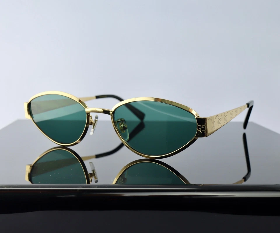 Gucci G1853S 001 Gold with GG Logo/ Gray Lens Cat Eye Sunglasses 100% UV - Image 1 of 4