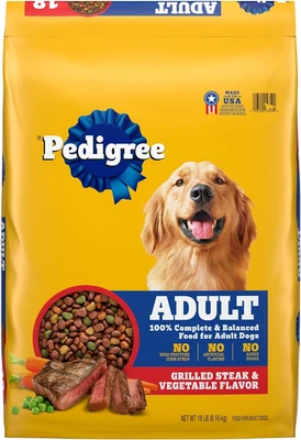 Comida seca para perros adultos Pedigree Complete Nutrition, filete y verduras a la parrilla 18 lb Foto 1 de 4