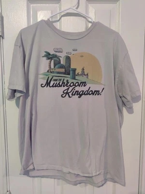 BustedTees Tour The Mushroom Kingdom T-Shirt, Blue, Size XL Super Mario Tee - Image 1 of 2