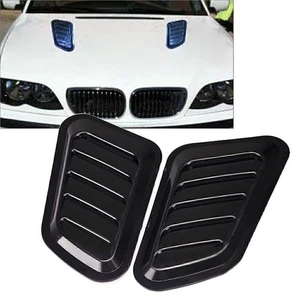 2x Black Auto Decor Air Flow Intake Hood Scoop Vent Bonnet Cover Universal - Picture 1 of 4