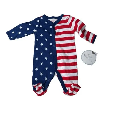 Koalakids American Flag Infant Baby Romper Red/White/Blue Long Sleeve Newborn - Image 1 of 4