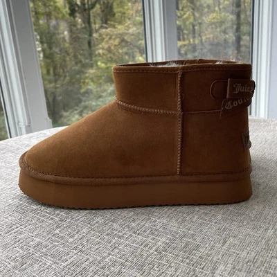 Women’s Juicy Couture Olden Fur Booties  J,Cognac  Micro, Size 9 - Image 1 of 4