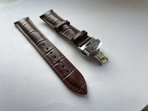 Breitling 18mm 19mm 20mm leather watch strap Brown with Stainless Steel Buckle - Picture 1 of 5