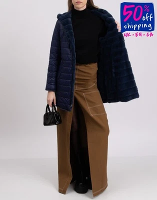 RRP€617 ISABELLA PELLICCE Faux Fur Quilted Coat Size S Padded Hooded - Image 1 of 4