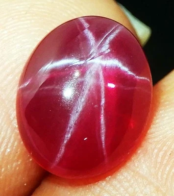 10.35 Cts. Natural Star Red Ruby 6 Rays Oval Cabochon Cut Certified Gemstone - Image 1 of 4